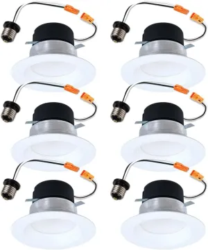 HALO LT 4 Inch in/Outdoor Recessed LED Trim Can Light, 5CCT 2700K/3000K/3500K/4000k/5000K - 6-Pack - LT4069FS1EWHR6PK