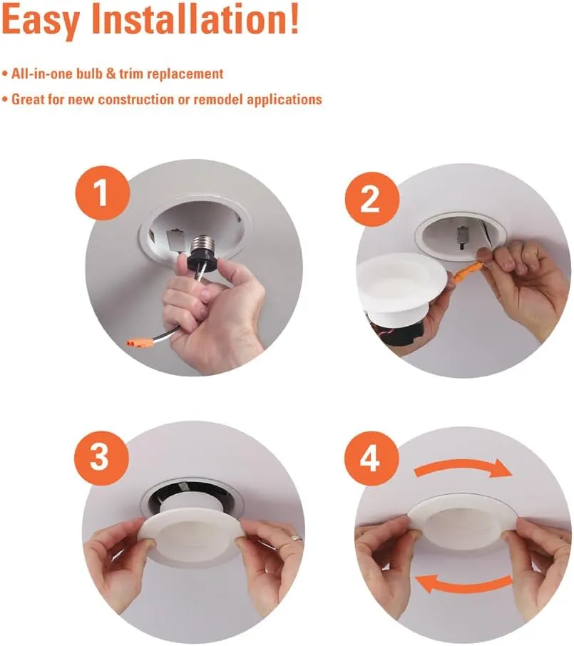 HALO LT 4 Inch in/Outdoor Recessed LED Trim Can Light, 5CCT 2700K/3000K/3500K/4000k/5000K - 6-Pack - LT4069FS1EWHR6PK