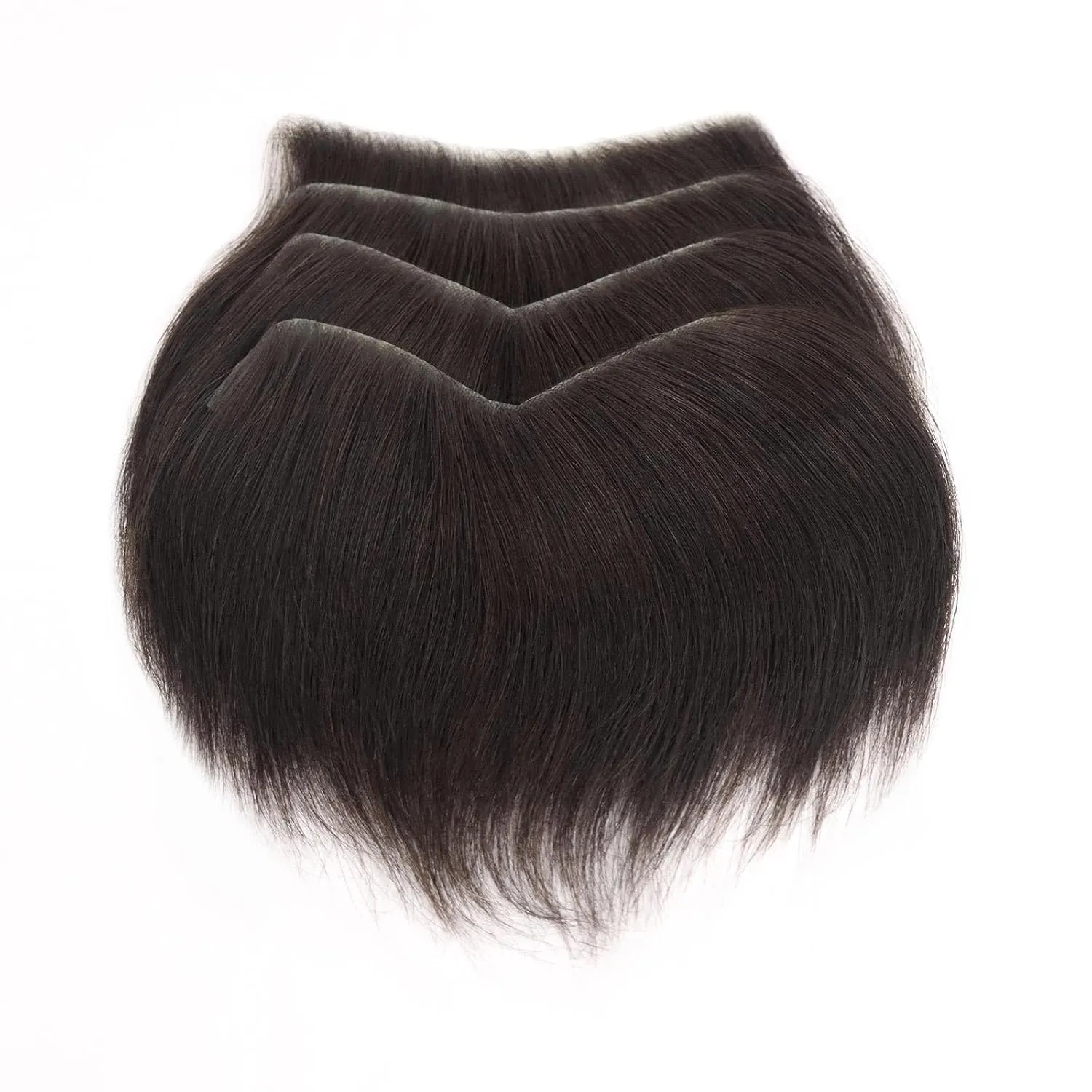 HAPPY&CC Forehead Hairline Toupee for Men High Density Human Hair Skin PU Mens Front Hairpieces V Loop Frontal Hair Topper for Receding Natural Hairline Replacement Systems #2 Dark Brown 18x4cm