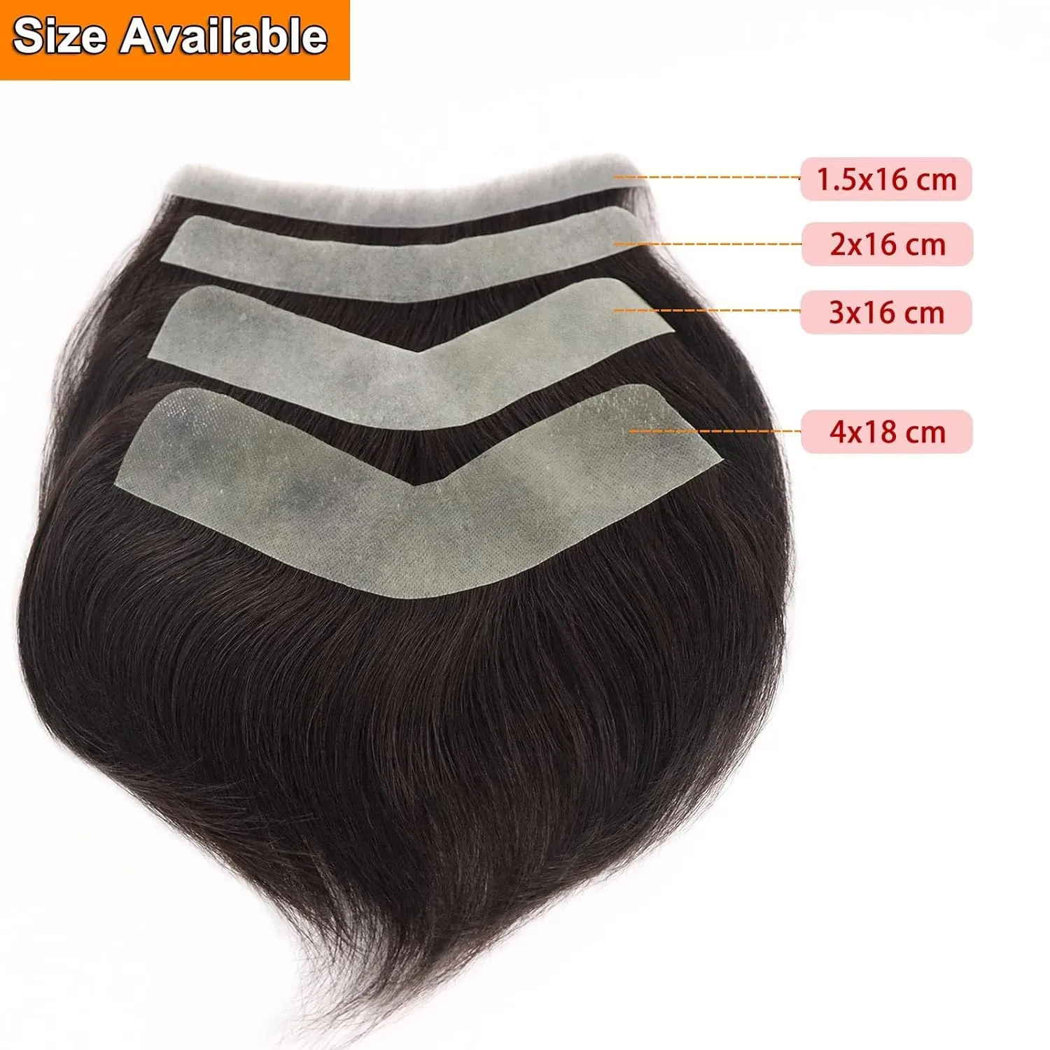 HAPPY&CC Forehead Hairline Toupee for Men High Density Human Hair Skin PU Mens Front Hairpieces V Loop Frontal Hair Topper for Receding Natural Hairline Replacement Systems #2 Dark Brown 18x4cm