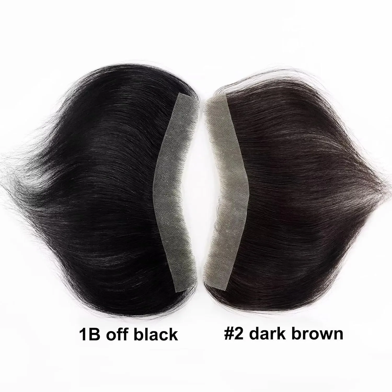 HAPPY&CC Forehead Hairline Toupee for Men High Density Human Hair Skin PU Mens Front Hairpieces V Loop Frontal Hair Topper for Receding Natural Hairline Replacement Systems #2 Dark Brown 18x4cm