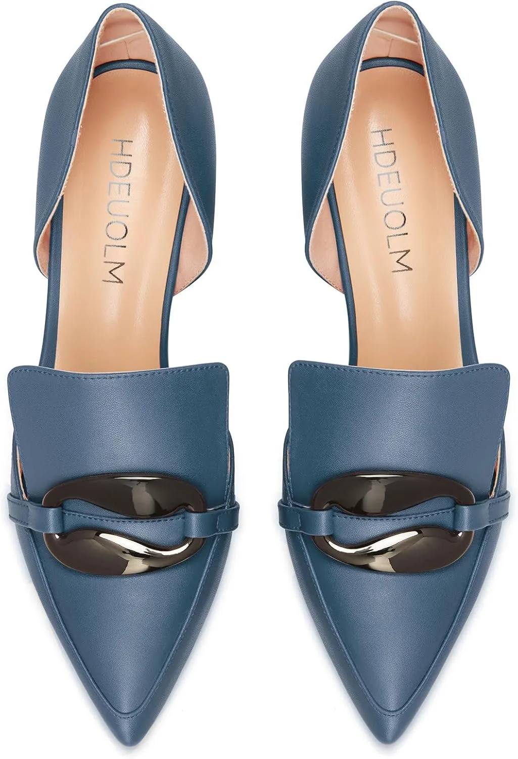 HDEUOLM Womens Mid Heel Pointed Toe Pumps Two-Piece Slip-on Prom Cute Summer 2.6 Inches Heels