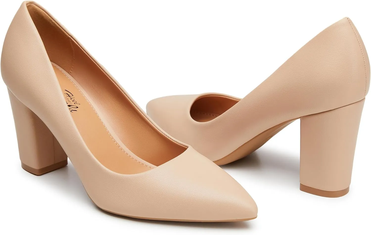 Heel The World Women's High Chunky Block Closed Toe Heels,Slip On Pointed Toe Work Dress Office Wedding Party Pumps Shoes