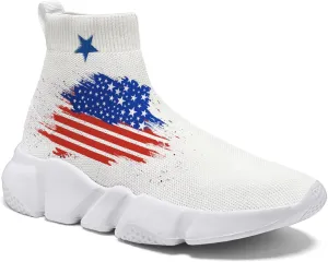 Hetios Men’s Graffiti Shoes July Fourth - Sock Sneakers Slip on Athletic Running Shoe Plus Size 7-15