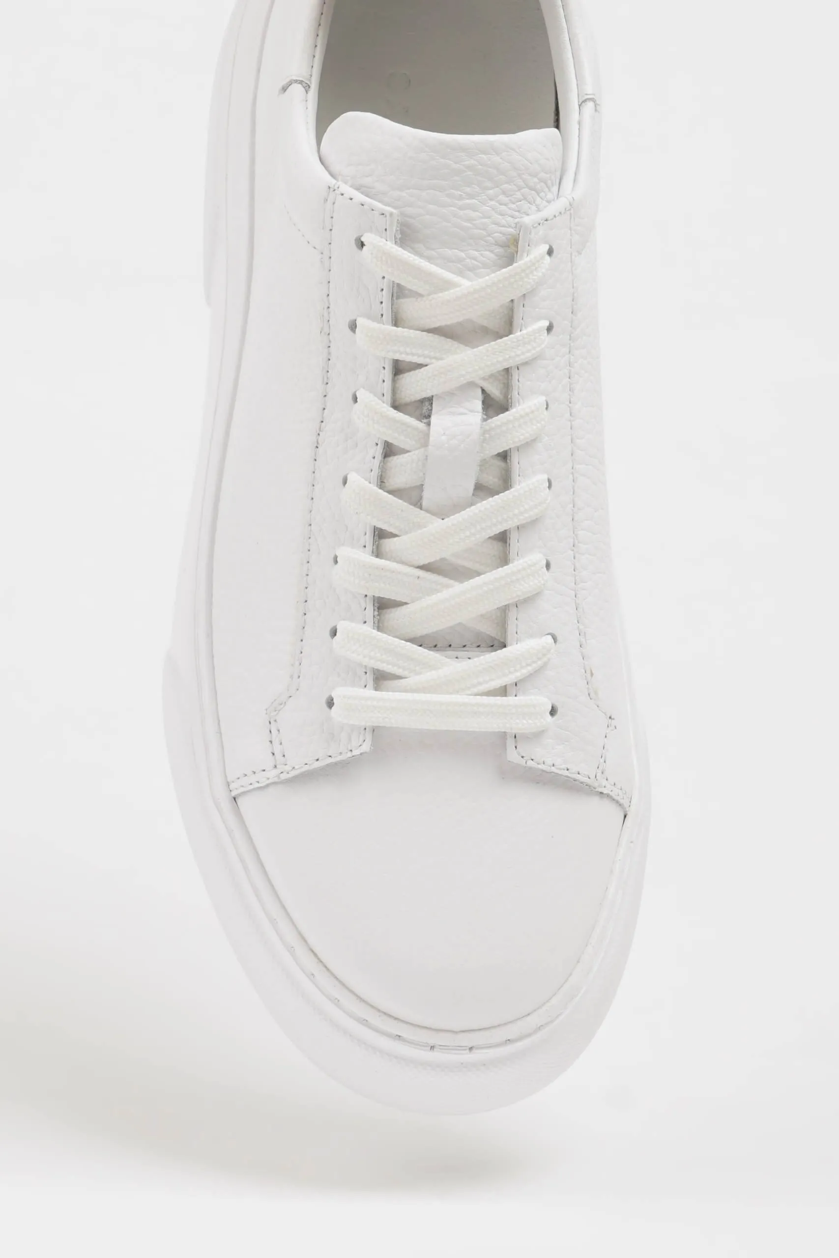 HolloShoe White Grained Leather Low-Top Sneakers