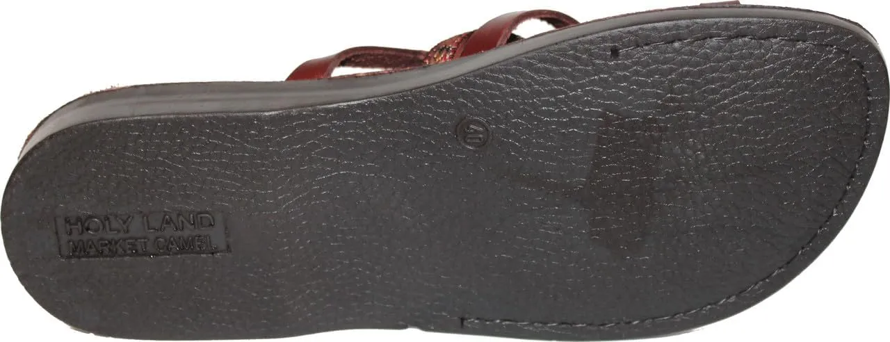 Holy Land Market Men/Women Biblical Jesus Leather/Embroidered Sandals/Slides From Jerusalem (Jonah Style)