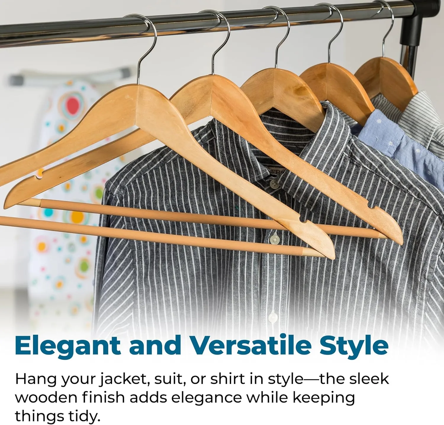 Honey-Can-Do Sturdy Maple Wood Hangers – Non-Slip Grooved Bar, Perfect for Shirts and Suits, Durable & Stylish, 24-Pack