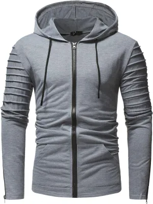 Hoodies for Men Casual Hooded Sweatshirts Training Long Sleeve Hoodies Zip Up Hoodies Solid Color Fall Pullover