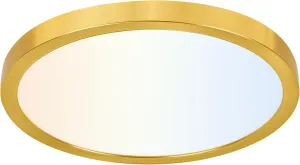 hykolity 12 Inch Selectable CCT LED Round Flat Panel Light, 24W 3000K/4000K/5000K, Edge-Lit Flush Mount Ceiling Light Fixture for Kitchen, Bedroom, Laundry and Closet Room，Gold
