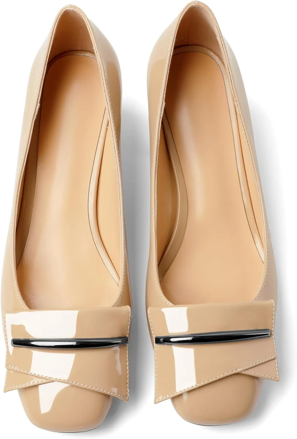 Joseywade Women Low Block Chunky Heel Pumps Slip On 2 Inches Closed Square Toe Comfort Shoes