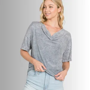 Julianne Cotton Cowl Neck Slub Tee