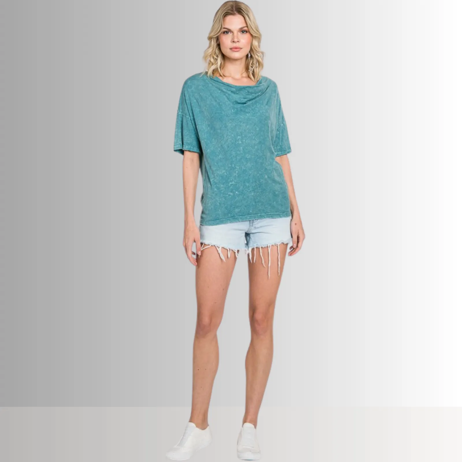 Julianne Cotton Cowl Neck Slub Tee