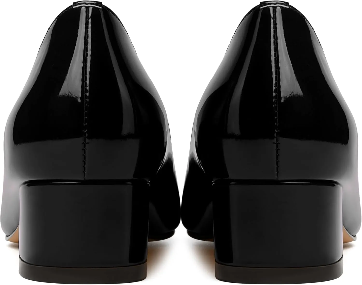 JUSTDANNI Womens Business Pointed Toe Stylish Patent Formal Slip On Chunky Low Heel Pumps Shoes 1.5 Inch