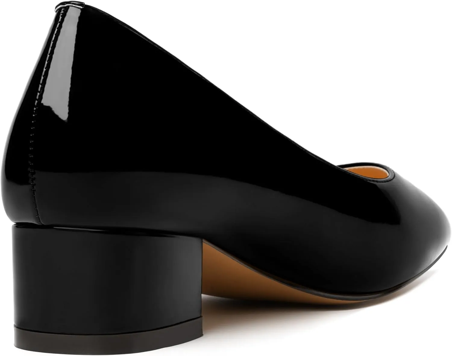 JUSTDANNI Womens Business Pointed Toe Stylish Patent Formal Slip On Chunky Low Heel Pumps Shoes 1.5 Inch