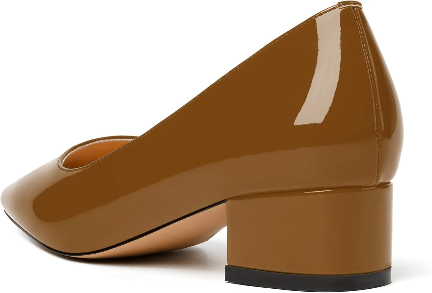 JUSTDANNI Womens Business Pointed Toe Stylish Patent Formal Slip On Chunky Low Heel Pumps Shoes 1.5 Inch