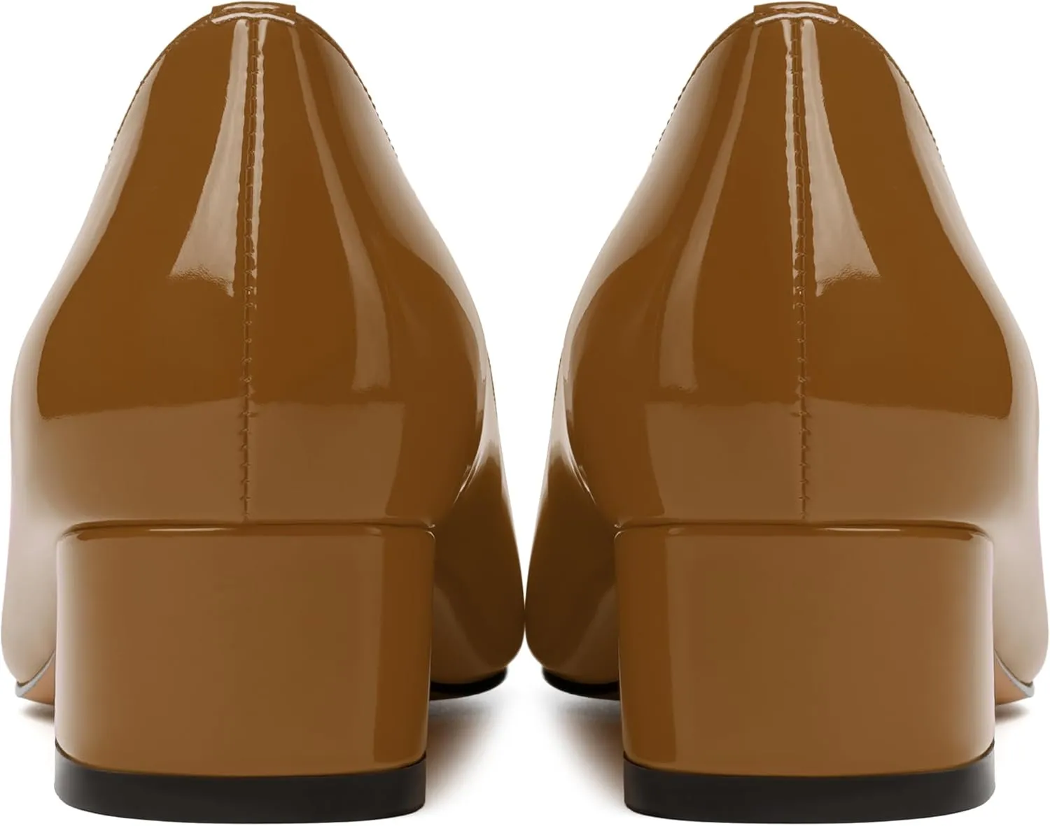JUSTDANNI Womens Business Pointed Toe Stylish Patent Formal Slip On Chunky Low Heel Pumps Shoes 1.5 Inch