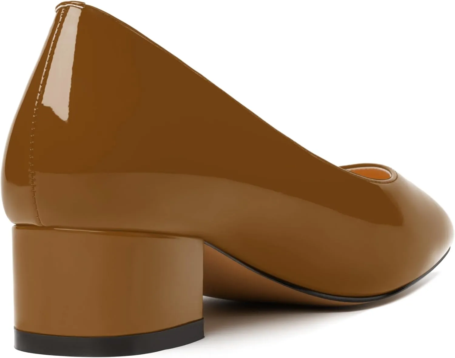 JUSTDANNI Womens Business Pointed Toe Stylish Patent Formal Slip On Chunky Low Heel Pumps Shoes 1.5 Inch