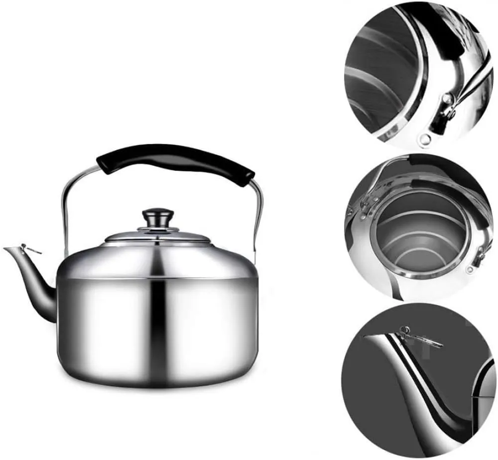 Kettle,Stove Top Camping Kettle Tea Kettle Stainless Steel Teapot Large Capacity Quick Heating Stove-top Tea Coffee Pot With Heat Resistant Ergonomic Handle,Quick Boil Kettle-4L