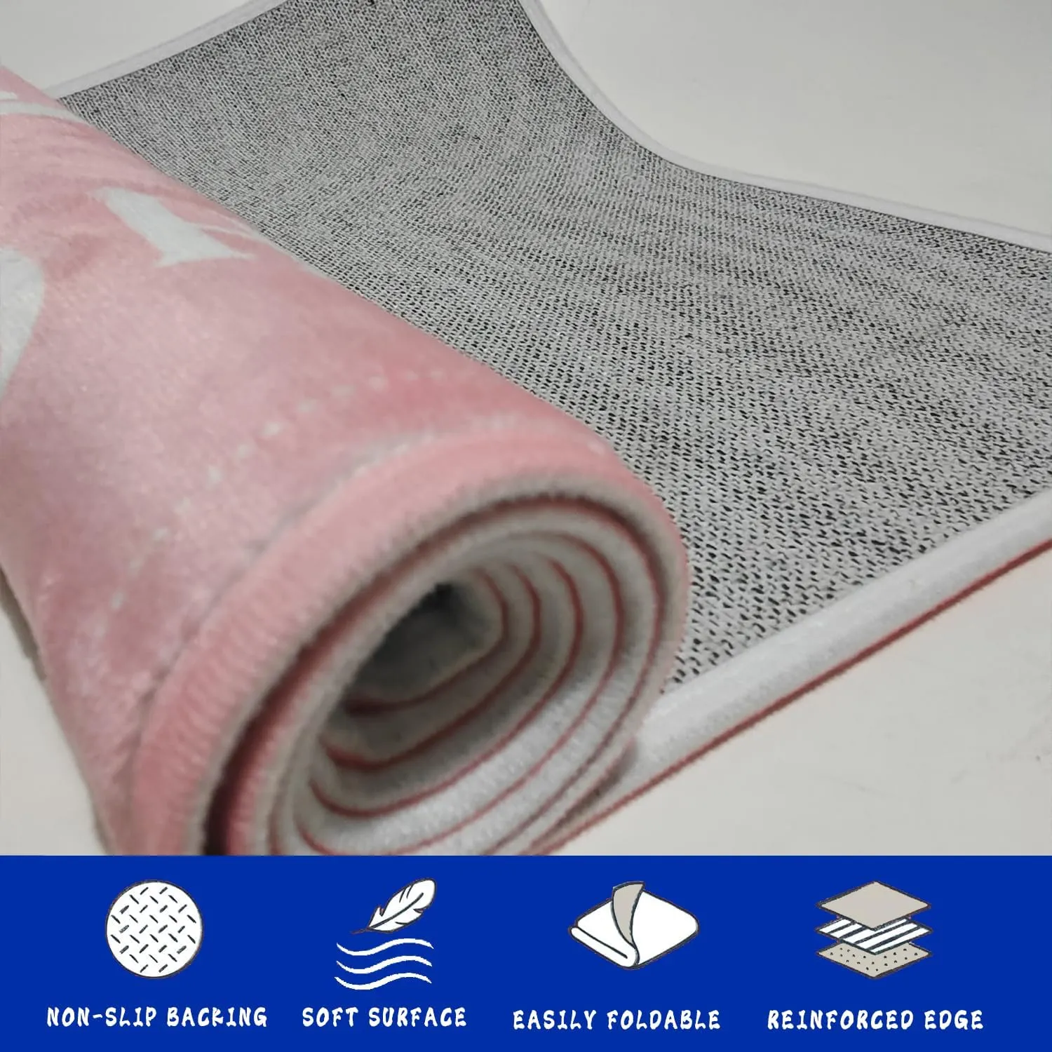 Kitchen Rug Pink Anti-Fatigue Kitchen Floor Mat – Non-Slip, Cushioned Comfort, Waterproof, Stylish Design, Perfect for Kitchen, Laundry Room, and Entryway 24x72 inch