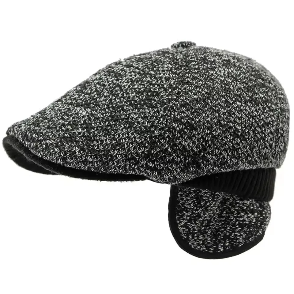 Knitted Flat Cap with EarFlaps - Fushia