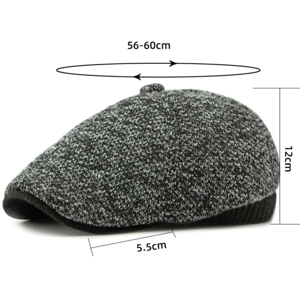 Knitted Flat Cap with EarFlaps - Fushia