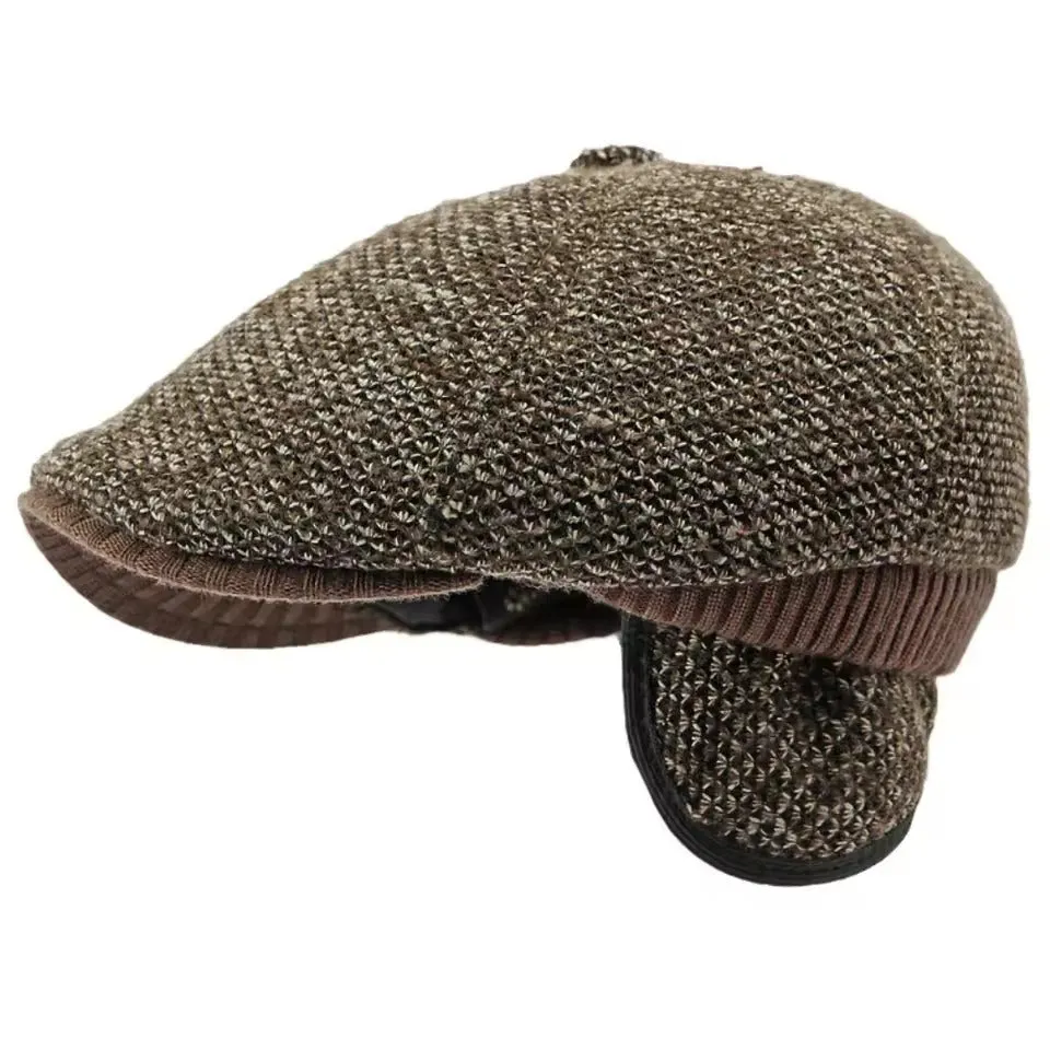 Knitted Flat Cap with EarFlaps - Fushia