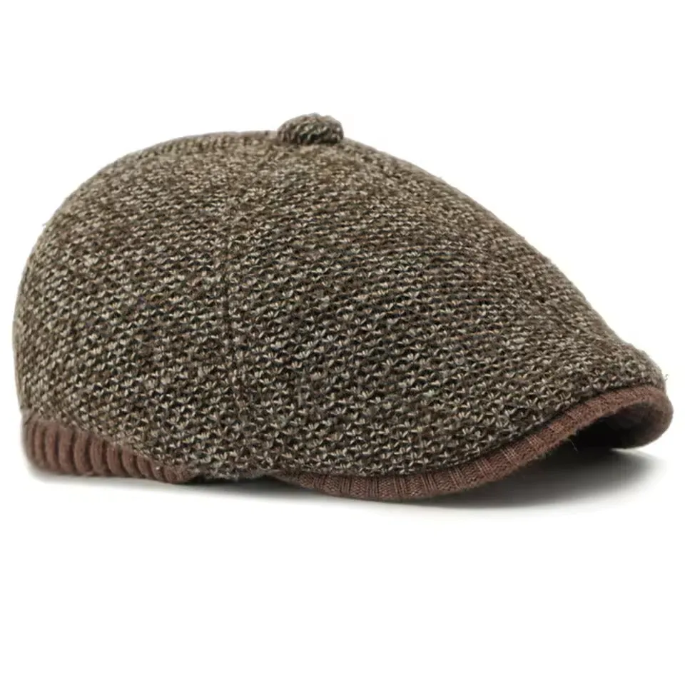 Knitted Flat Cap with EarFlaps - Fushia