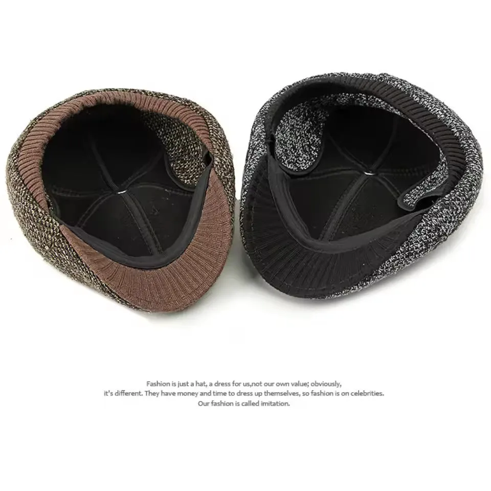 Knitted Flat Cap with EarFlaps - Fushia