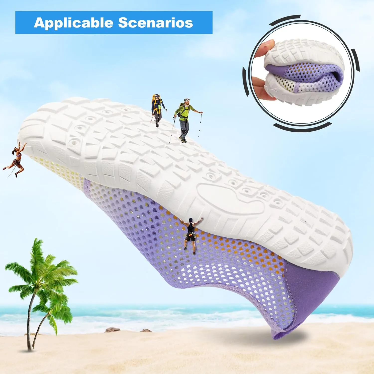 L-RUN Barefoot Water Shoes Women Mens Aqua Sock Athletic Hiking Water Sports Shoes for Swim Beach Pool Sand Diving Walking