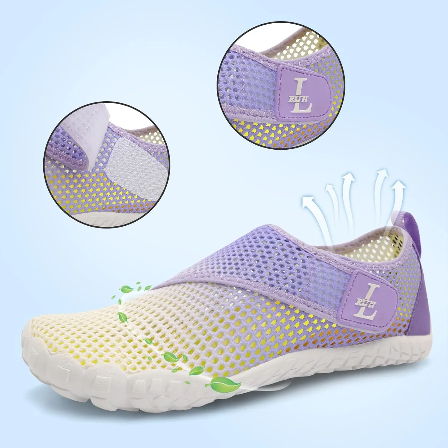 L-RUN Barefoot Water Shoes Women Mens Aqua Sock Athletic Hiking Water Sports Shoes for Swim Beach Pool Sand Diving Walking