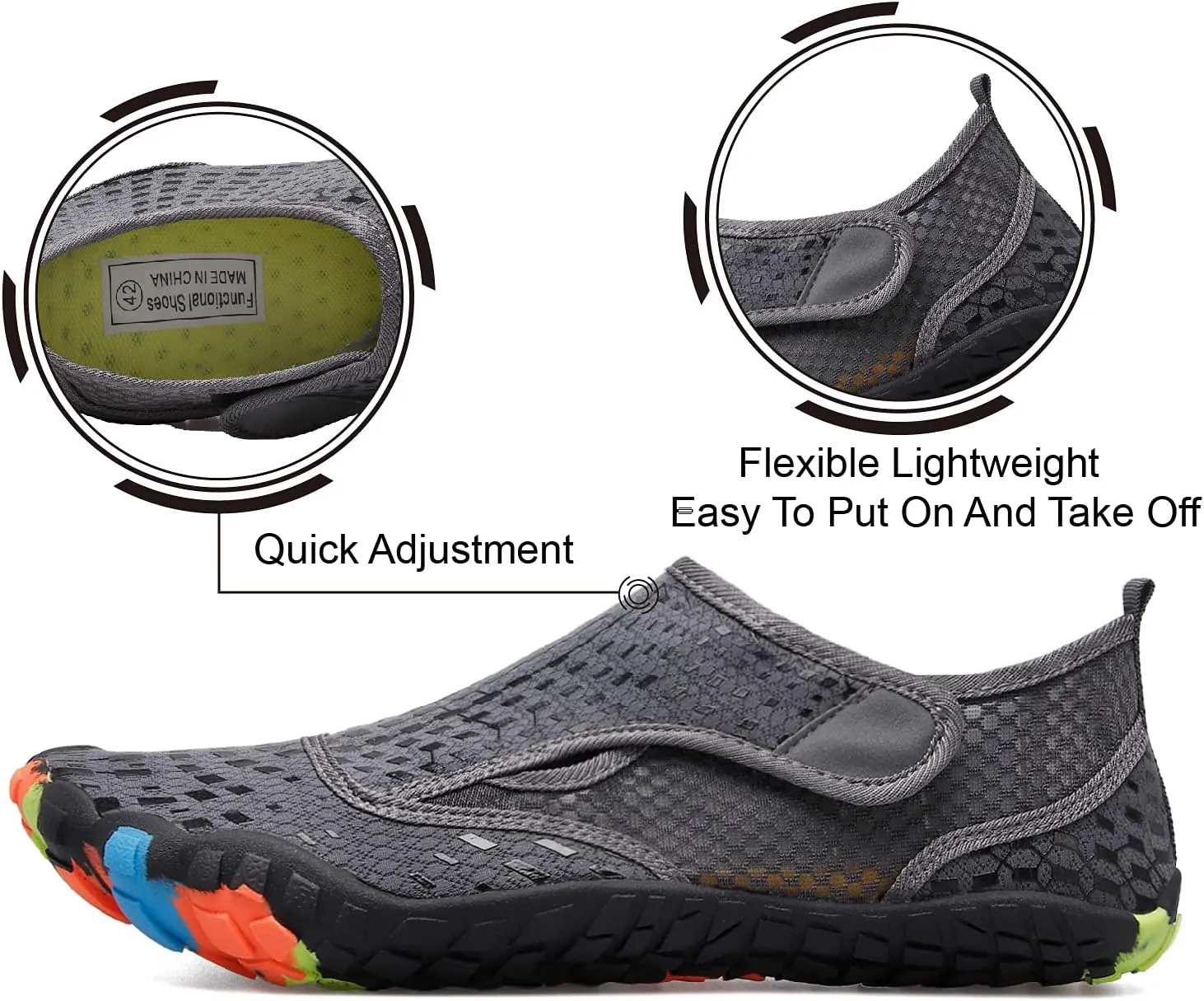 L-RUN Barefoot Water Shoes Women Mens Aqua Sock Athletic Hiking Water Sports Shoes for Swim Beach Pool Sand Diving Walking