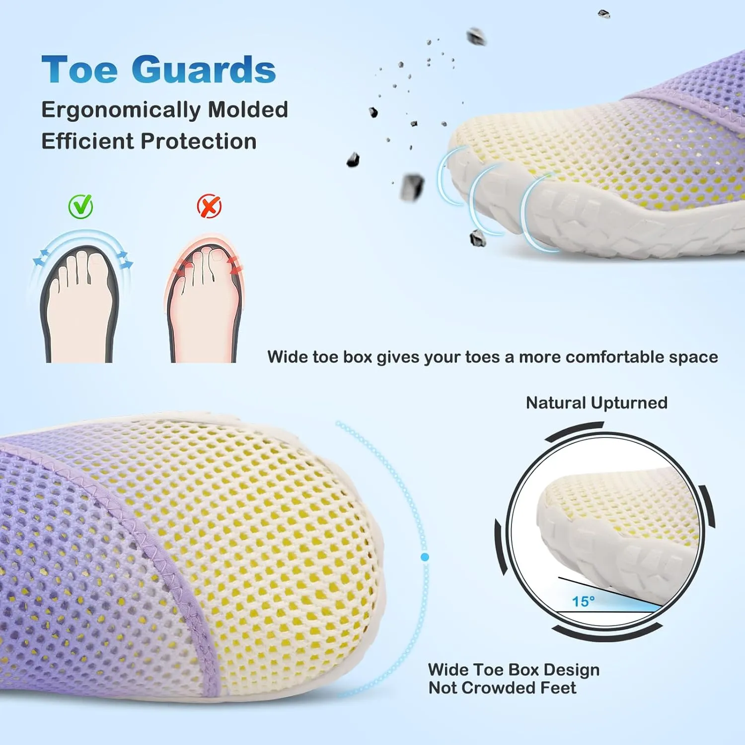 L-RUN Barefoot Water Shoes Women Mens Aqua Sock Athletic Hiking Water Sports Shoes for Swim Beach Pool Sand Diving Walking