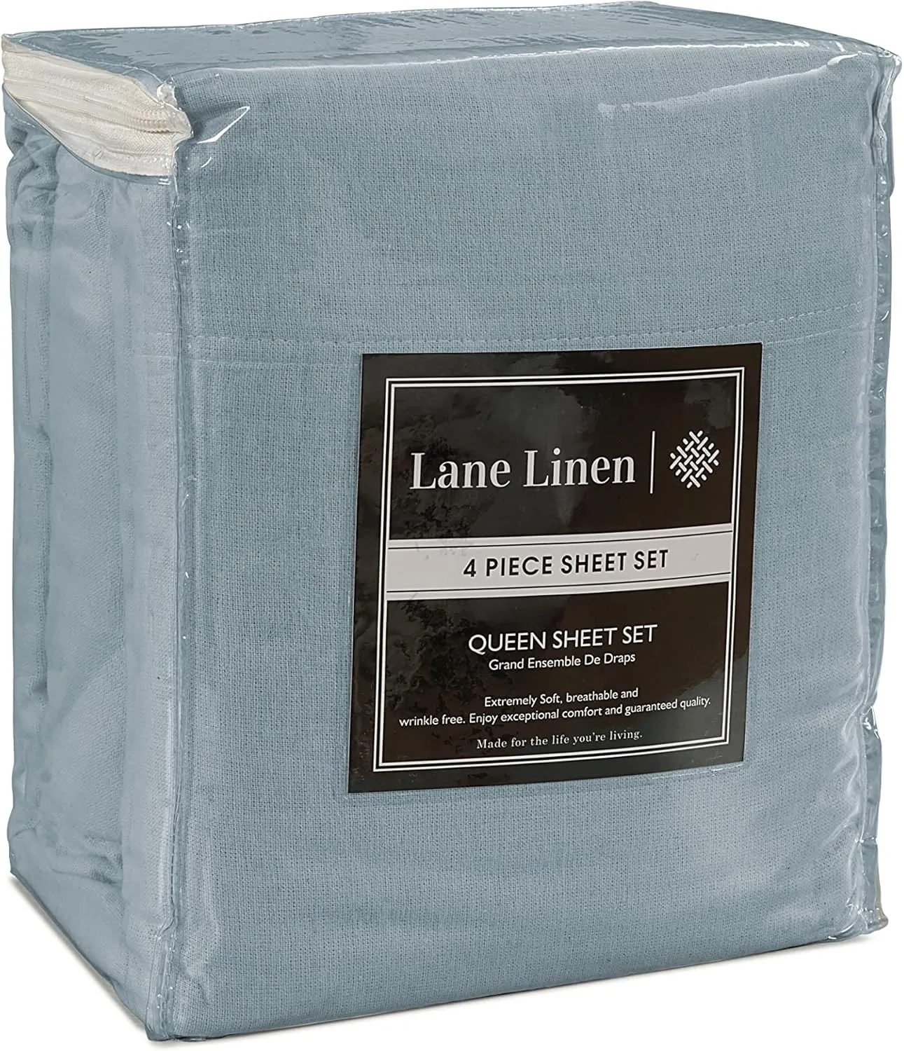 LANE LINEN 100% Cotton Flannel Sheets Twin Size - Brushed for Extra Softness - Lightweight Twin Size Cotton Sheets Set - Warm & Cozy Flannel Bed Sheets, 15" Deep Pocket Twin Sheets - French Blue