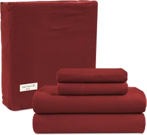 LANE LINEN 100% Cotton Queen Flannel Sheets - Brushed for Extra Softness - Queen Size 100% Cotton Sheets Queen Size Bed Set - Warm & Cozy Flannel Winter Bed Sheets, 15" Deep Pocket - Rust Red