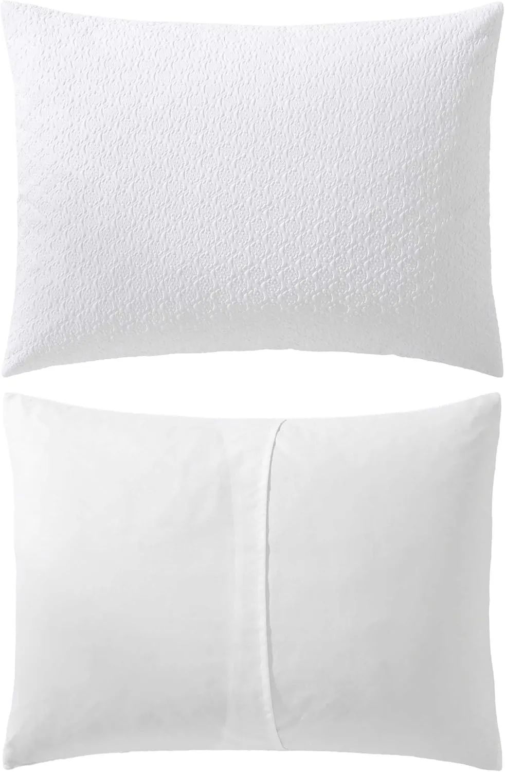 Laura Ashley - Full Comforter Set, Embossed Diamond Textured Bonus Bed Set, Includes Comforter, Shams, Bed Sheets and Decorative Pillow, Dorm Essentials (Margaret White)
