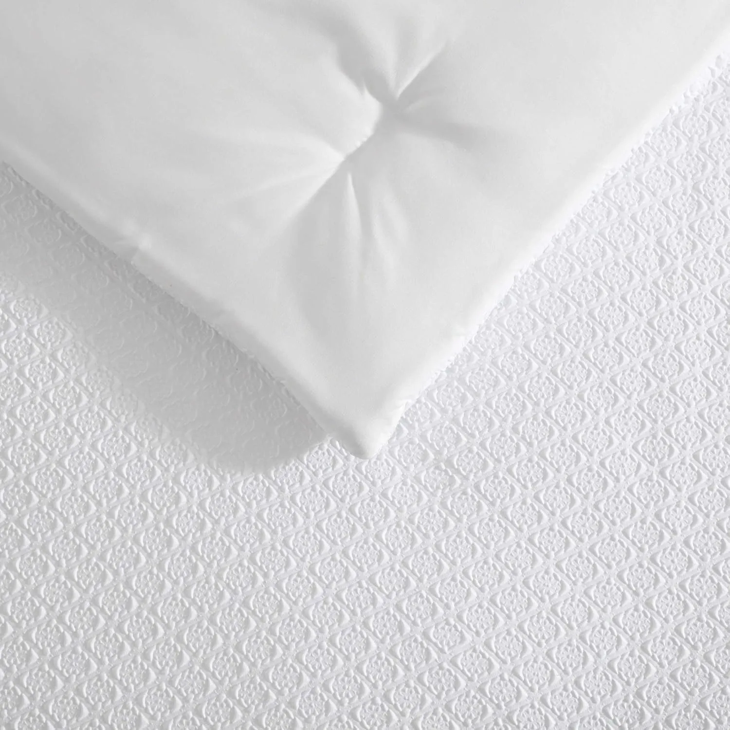 Laura Ashley - Full Comforter Set, Embossed Diamond Textured Bonus Bed Set, Includes Comforter, Shams, Bed Sheets and Decorative Pillow, Dorm Essentials (Margaret White)