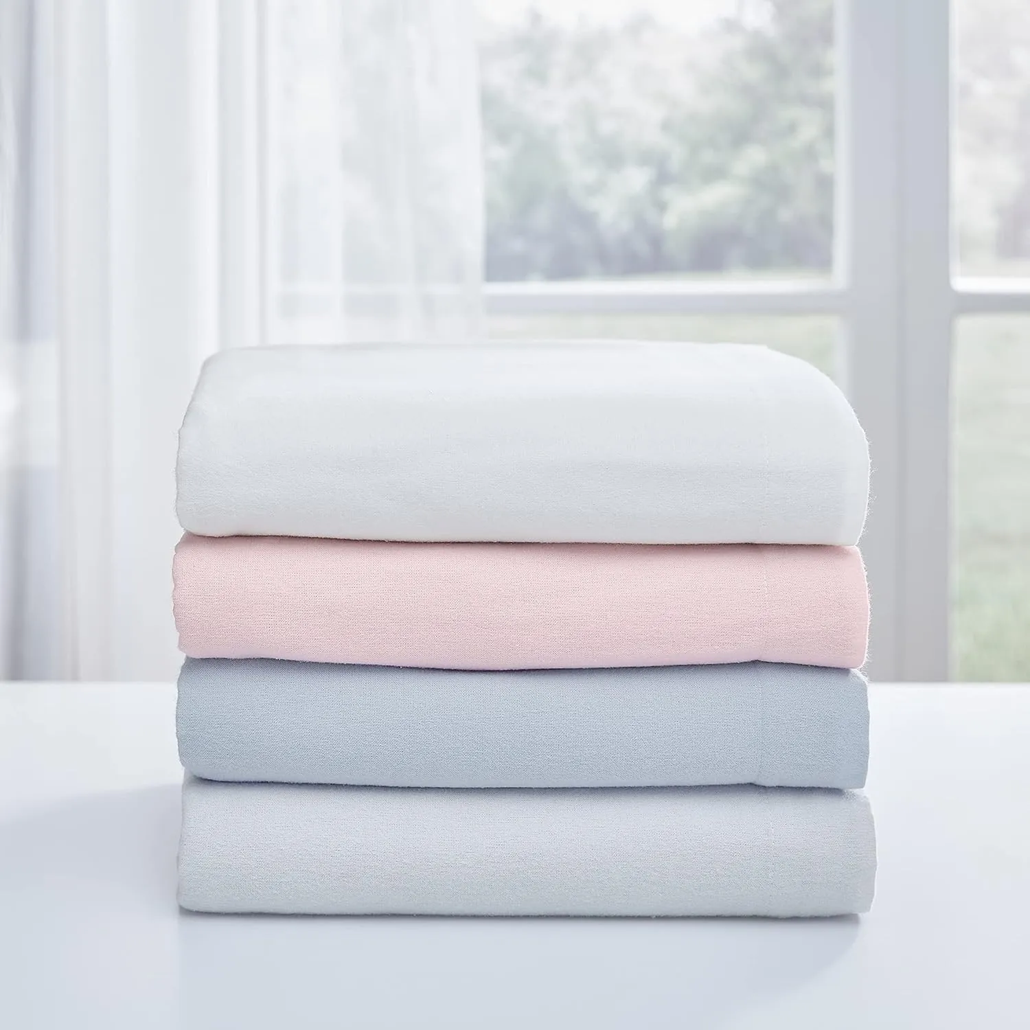 Laura Ashley - Full Sheet Set, Cotton Flannel Bedding, Brushed for Extra Softness & Comfort (Cloud Grey, Full)