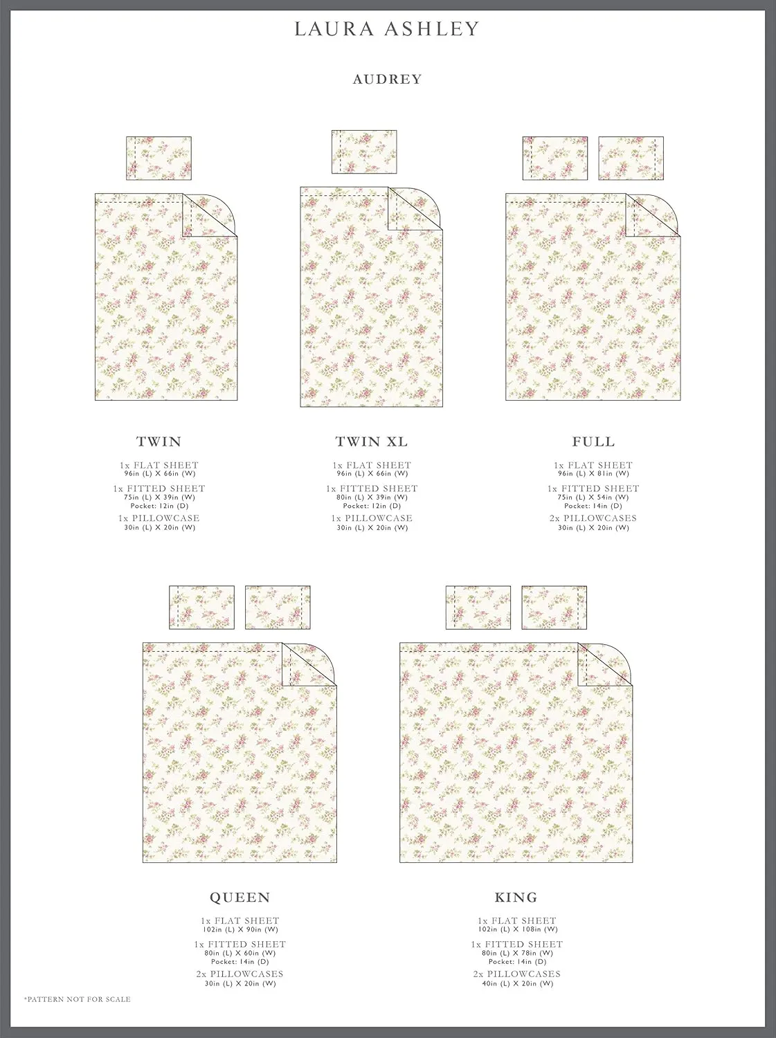 Laura Ashley Home - Queen Sheets, Cotton Flannel Bedding Set, Brushed for Extra Softness & Comfort (Audrey, Queen)