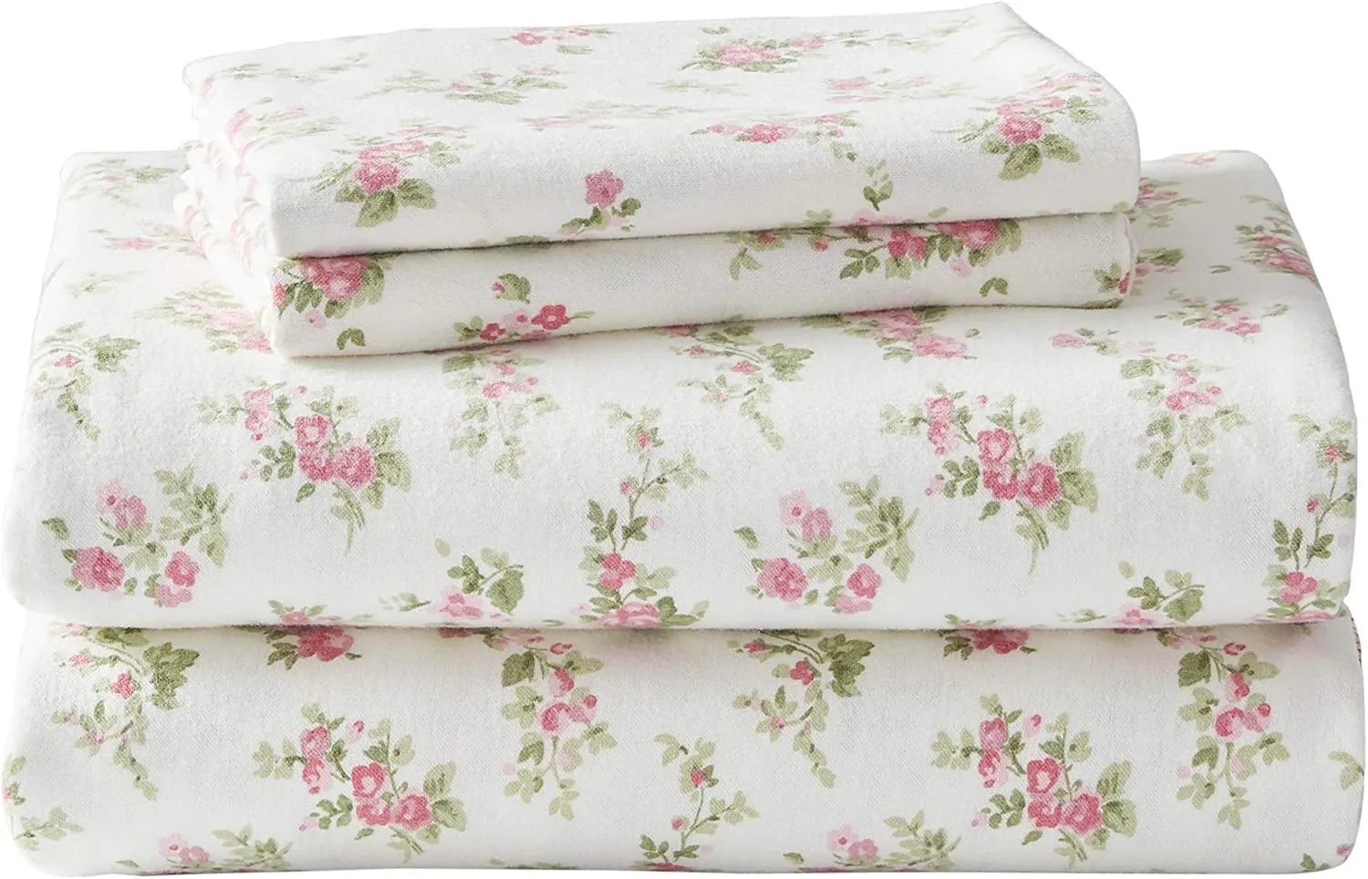 Laura Ashley Home - Queen Sheets, Cotton Flannel Bedding Set, Brushed for Extra Softness & Comfort (Audrey, Queen)