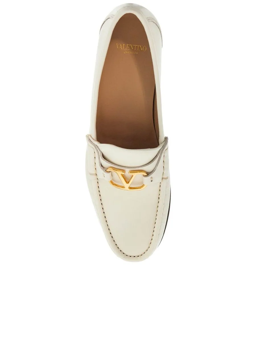 Leather Loafer With Metal Logo