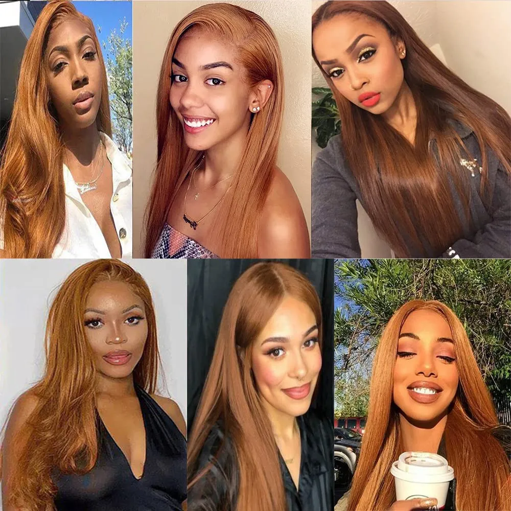 Light Brown Bundles Color 30 Straight Human Hair Bundles 24 26 28 inch Brazilian Virgin Remy Hair Extensions Brown Straight Bundle Double Weft Color 30 Human Hair