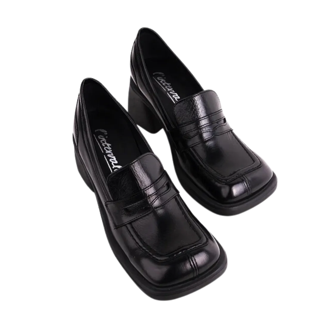 L'Intervalle Square Toe Block Heel Loafer Pumps