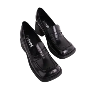 L'Intervalle Square Toe Block Heel Loafer Pumps