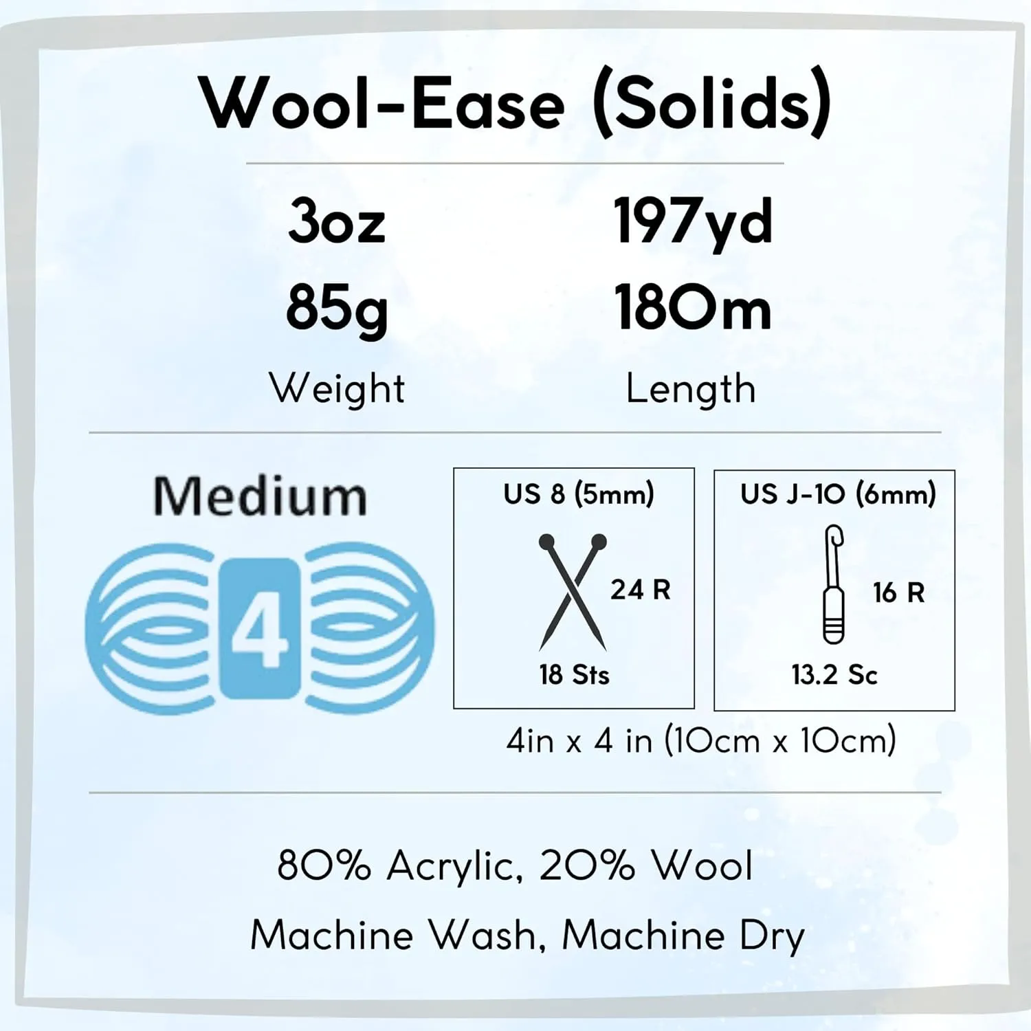 Lion Brand Wool Ease Raindrops 620-047 (3-Skeins - Same Dye Lot) Worsted Medium #4 Acrylic, Wool Yarn for Crocheting and Knitting with Project Bag