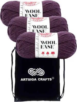 Lion Brand Wool Ease Raindrops 620-047 (3-Skeins - Same Dye Lot) Worsted Medium #4 Acrylic, Wool Yarn for Crocheting and Knitting with Project Bag