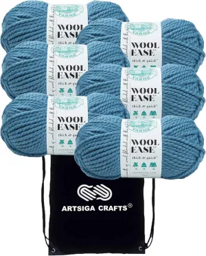 Lion Brand Wool Ease Thick & Quick Air Force 640-108 (6-Skeins - Same Dye Lot) #6 S Bulky Acrylic-Wool Yarn for Crocheting and Knitting with Project Bag