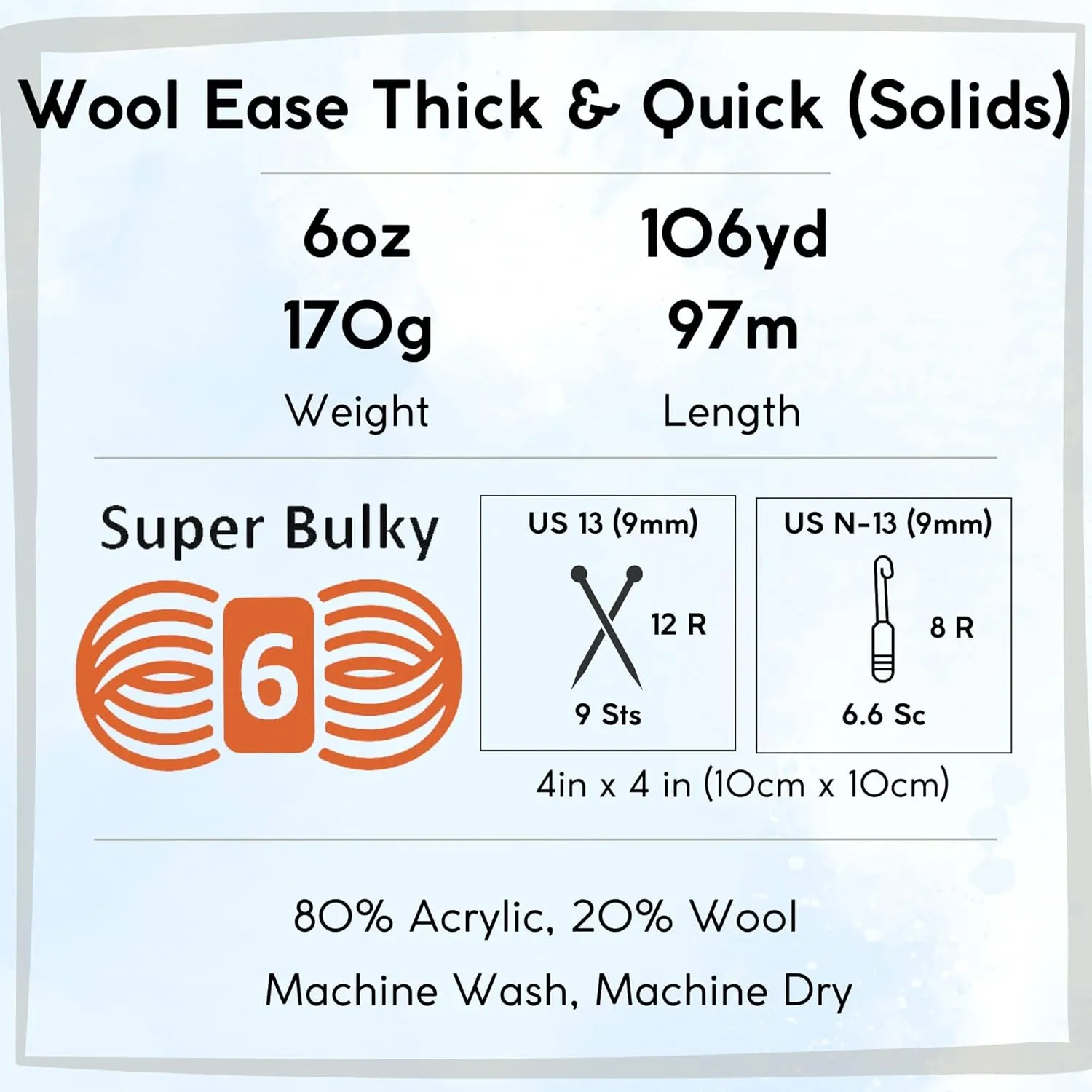 Lion Brand Wool Ease Thick & Quick Glacier 640-105 (3-Skeins - Same Dye Lot) #6 S Bulky Acrylic-Wool Yarn for Crocheting and Knitting with Project Bag