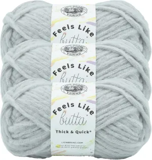 Lion Brand Yarn Feels Like Butta Thick & Quick Super Bulky Yarn for Knitting, 3 Pack, Quiet Grey
