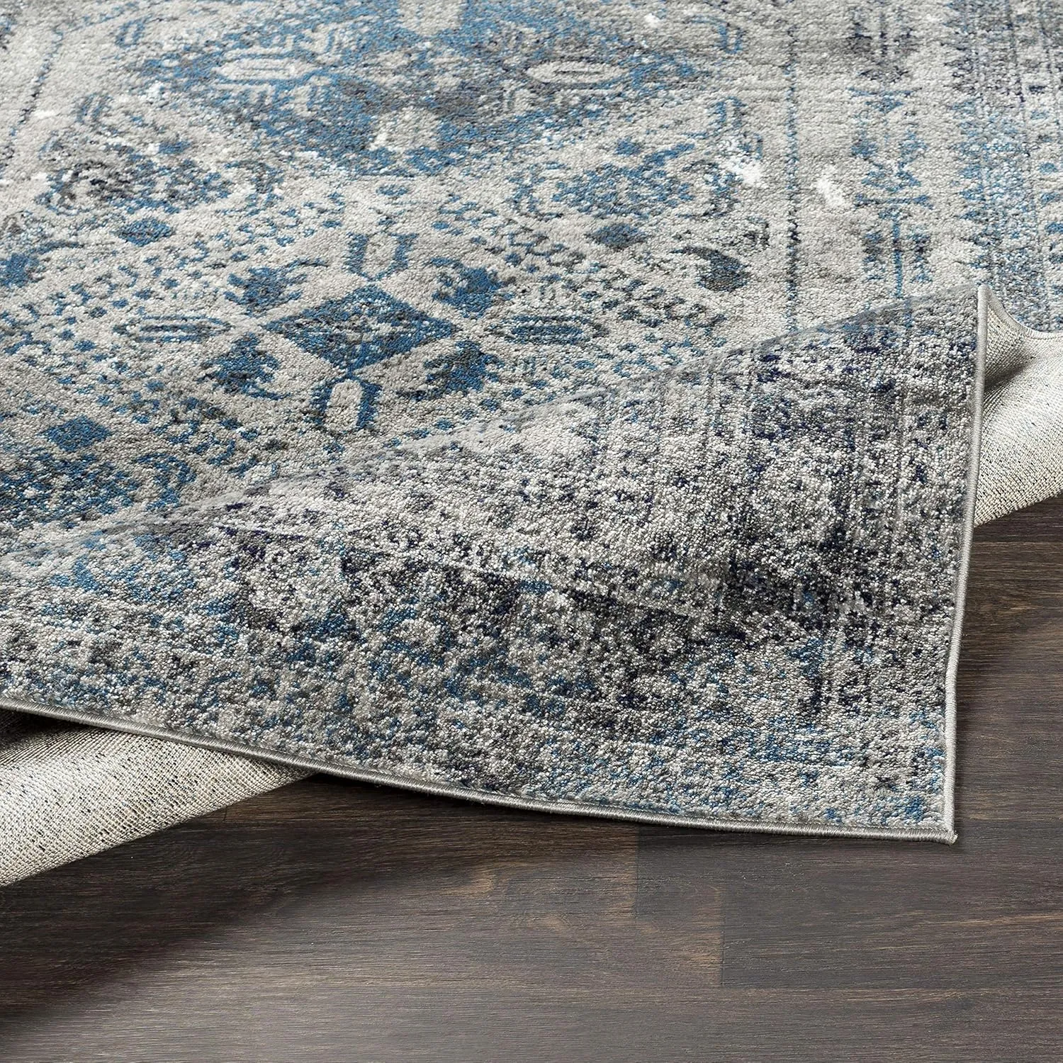 Livabliss Desta Vintage Oriental Runner Area Rug,2'7" x 7'3",Blue/Grey
