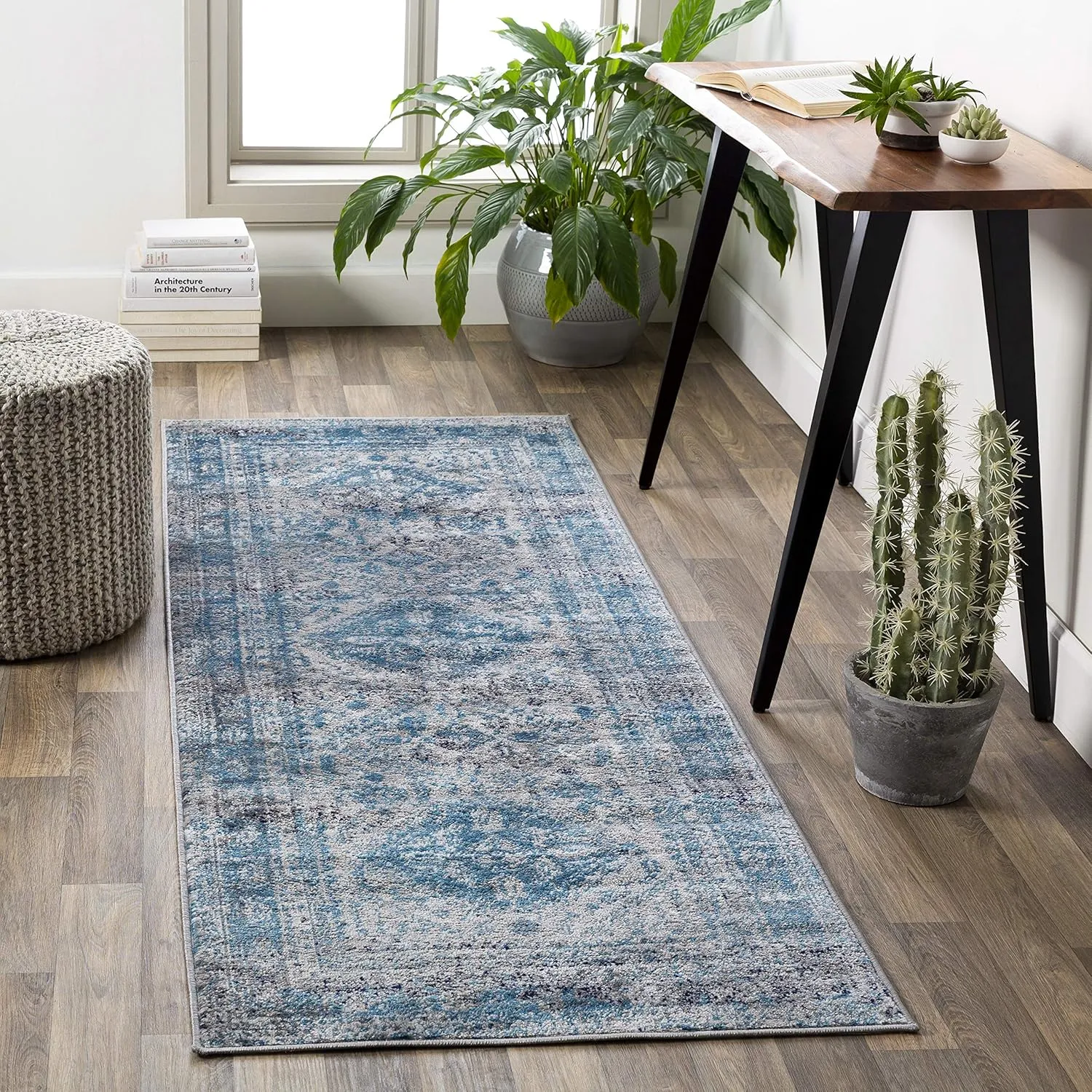Livabliss Desta Vintage Oriental Runner Area Rug,2'7" x 7'3",Blue/Grey